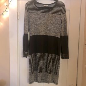 Max Studio Women's Gray Striped Dress, Knee Length